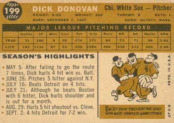 2009 Topps Heritage - 50th Anniversary Buybacks #199 Dick Donovan Back