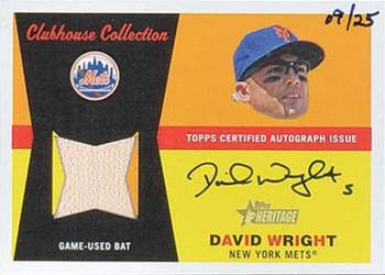 2009 Topps Heritage - Clubhouse Collection Relics Autographs #CCAR-DW David Wright Front