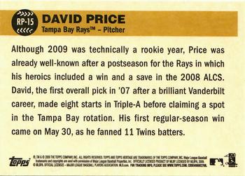 2009 Topps Heritage - Rookie Performers #RP-15 David Price Back