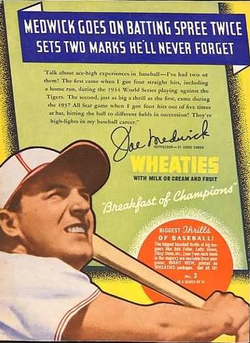 1938 Wheaties Series 10 #3 Joe Medwick Front