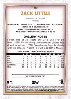 2020 Topps Gallery #133 Zack Littell Back