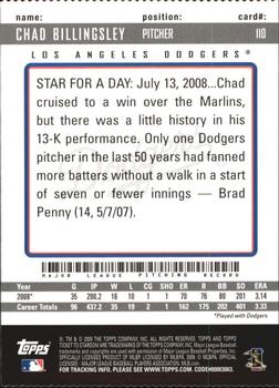 2009 Topps Ticket to Stardom - Perforated #110 Chad Billingsley Back