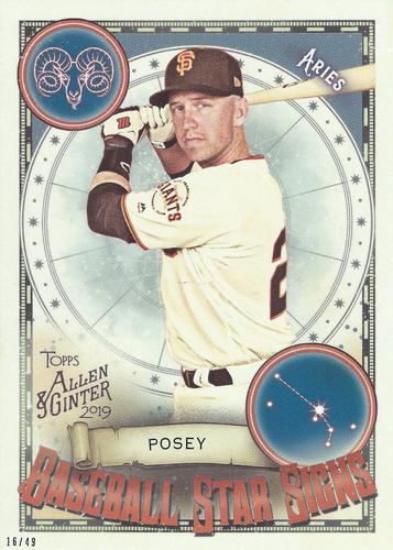 2019 Topps Allen & Ginter Baseball Star Signs 5x7 #BSS-43 Buster Posey Front