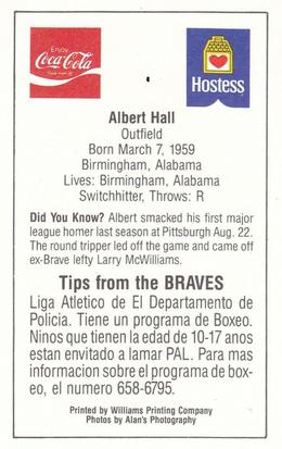 1985 Atlanta Braves Police #NNO Albert Hall Back
