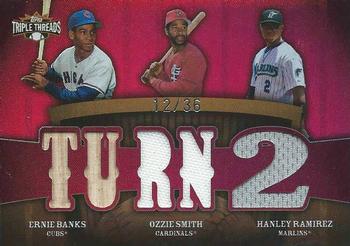 2009 Topps Triple Threads - Relic Combos #TTRC-33 Ernie Banks / Ozzie Smith / Hanley Ramirez Front