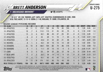 2020 Topps Update - Gold Foil #U-275 Brett Anderson Back