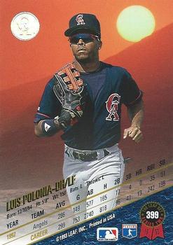 1993 Leaf #399 Luis Polonia Back