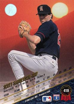 1993 Leaf #419 Scott Sanderson Back