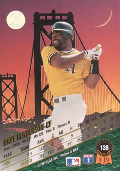 1993 Leaf #139 Dave Henderson Back