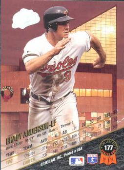 1993 Leaf #177 Brady Anderson Back