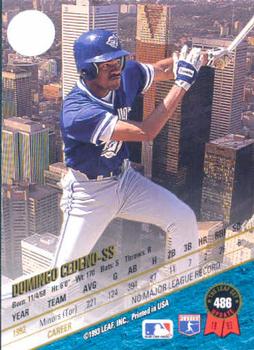 1993 Leaf #486 Domingo Cedeno Back