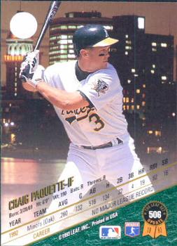 1993 Leaf #506 Craig Paquette Back