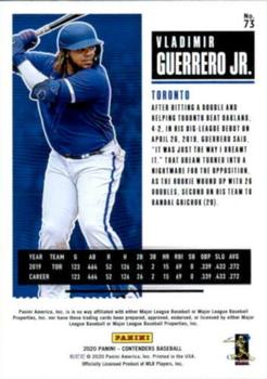 2020 Panini Contenders - Season Ticket Purple #73 Vladimir Guerrero Jr. Back