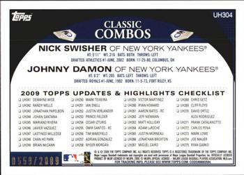 2009 Topps Updates & Highlights - Gold #UH304 Nick Swisher / Johnny Damon Back