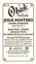 2009 TriStar Obak - Mini T212 #13 Jesus Montero Back
