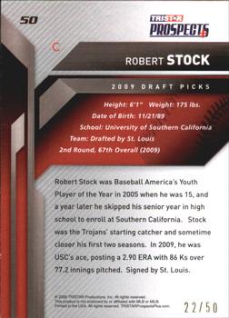 2009 TriStar Prospects Plus - Autographs Gold #50 Robert Stock Back