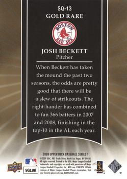 2009 Upper Deck - StarQuest Gold Rare #SQ-13 Josh Beckett Back