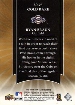 2009 Upper Deck - StarQuest Gold Rare #SQ-23 Ryan Braun Back