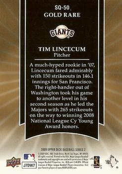 2009 Upper Deck - StarQuest Gold Rare #SQ-50 Tim Lincecum Back