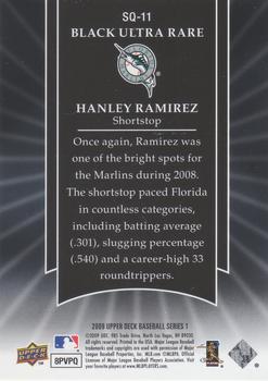 2009 Upper Deck - StarQuest Black Ultra Rare #SQ-11 Hanley Ramirez Back