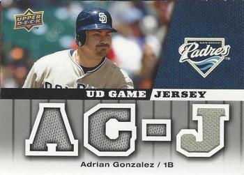 2009 Upper Deck - UD Game Jersey #GJ-AG Adrian Gonzalez Front