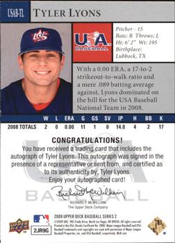 2009 Upper Deck - USA National Team Autographs #USAB-TL Tyler Lyons Back
