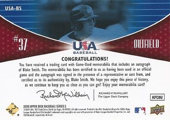 2009 Upper Deck - USA National Team Jersey Autographs #USA-BS Blake Smith Back