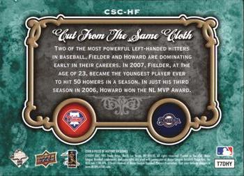 2009 Upper Deck A Piece of History - Cut from the Same Cloth Green #CSC-HF Ryan Howard / Prince Fielder Back