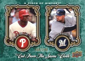 2009 Upper Deck A Piece of History - Cut from the Same Cloth Green #CSC-HF Ryan Howard / Prince Fielder Front