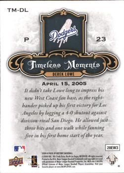 2009 Upper Deck A Piece of History - Timeless Moments #TM-DL Derek Lowe Back