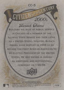 2009 Upper Deck Goodwin Champions - Citizens of the Century #CC-5 Barack Obama Back