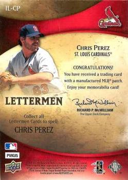 2009 Upper Deck Icons - Lettermen #IL-CP Chris Perez Back