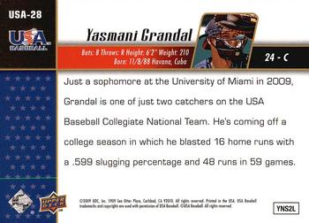 2009 Upper Deck Signature Stars - USA Star Prospects #USA-28 Yasmani Grandal Back