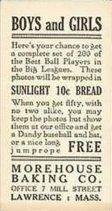 1916 Morehouse Baking (D352) #186 Buck Weaver Back