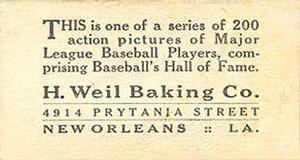 1916 Weil Baking (D329) #176 Terry Turner Back