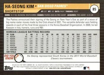 2021 Topps Big League #85 Ha-Seong Kim Back