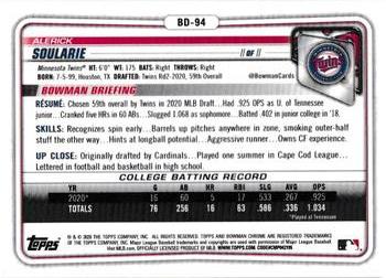 2020 Bowman Draft - Chrome #BD-94 Alerick Soularie Back