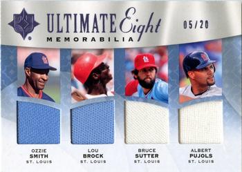 2009 Upper Deck Ultimate Collection - Ultimate Eight Memorabilia Gold #U8M-7 Zack Greinke / Billy Butler / Alex Gordon / Bruce Sutter / Albert Pujols / Bo Jackson / Lou Brock / Ozzie Smith Front