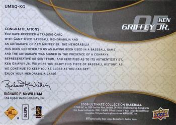 2009 Upper Deck Ultimate Collection - Ultimate Quad Materials Signature #UMSQ-KG Ken Griffey Jr. Back