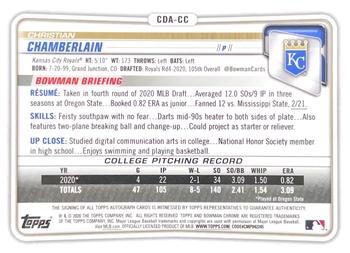 2020 Bowman Draft - Chrome Draft Pick Autographs Gold #CDA-CC Christian Chamberlain Back