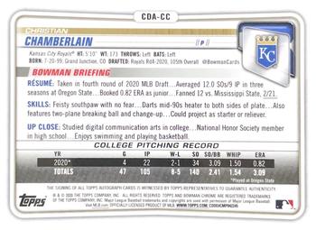 2020 Bowman Draft - Chrome Draft Pick Autographs Gold Wave #CDA-CC Christian Chamberlain Back