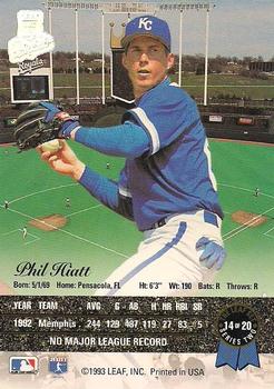 1993 Leaf - Gold Leaf Rookies #14 Phil Hiatt Back