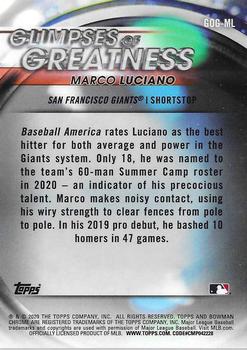 2020 Bowman Draft - Glimpses of Greatness #GOG-ML Marco Luciano Back