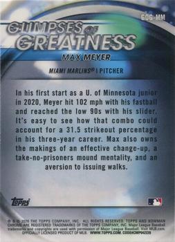 2020 Bowman Draft - Glimpses of Greatness #GOG-MM Max Meyer Back