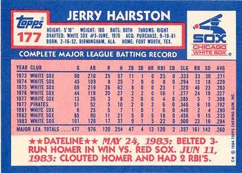 1984 Topps - Collector's Edition (Tiffany) #177 Jerry Hairston Back