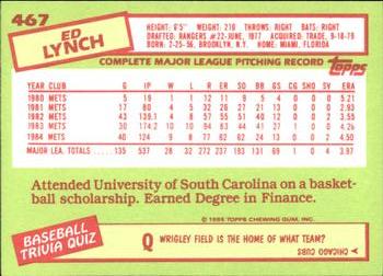 1985 Topps - Collector's Edition (Tiffany) #467 Ed Lynch Back