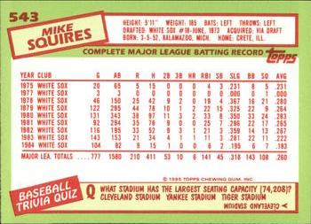 1985 Topps - Collector's Edition (Tiffany) #543 Mike Squires Back