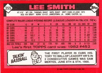 1986 Topps - Collector's Edition (Tiffany) #355 Lee Smith Back