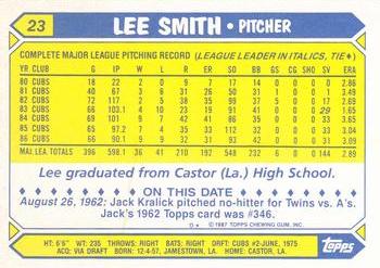 1987 Topps - Collector's Edition (Tiffany) #23 Lee Smith Back