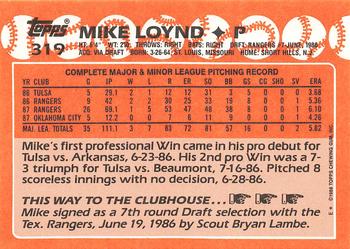 1988 Topps - Collector's Edition (Tiffany) #319 Mike Loynd Back